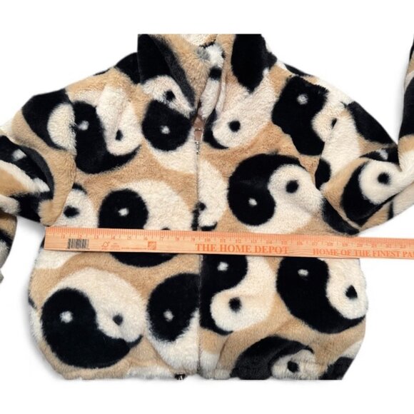 Plushy Kyoyo Ying-Yang Full Zip Jacket Women's Size Small Faux Fur Bomber - Picture 5 of 6
